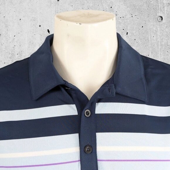 Nike Golf Polo Shirt Size XL Dri-Fit Blue Stripe - Picture 4 of 5